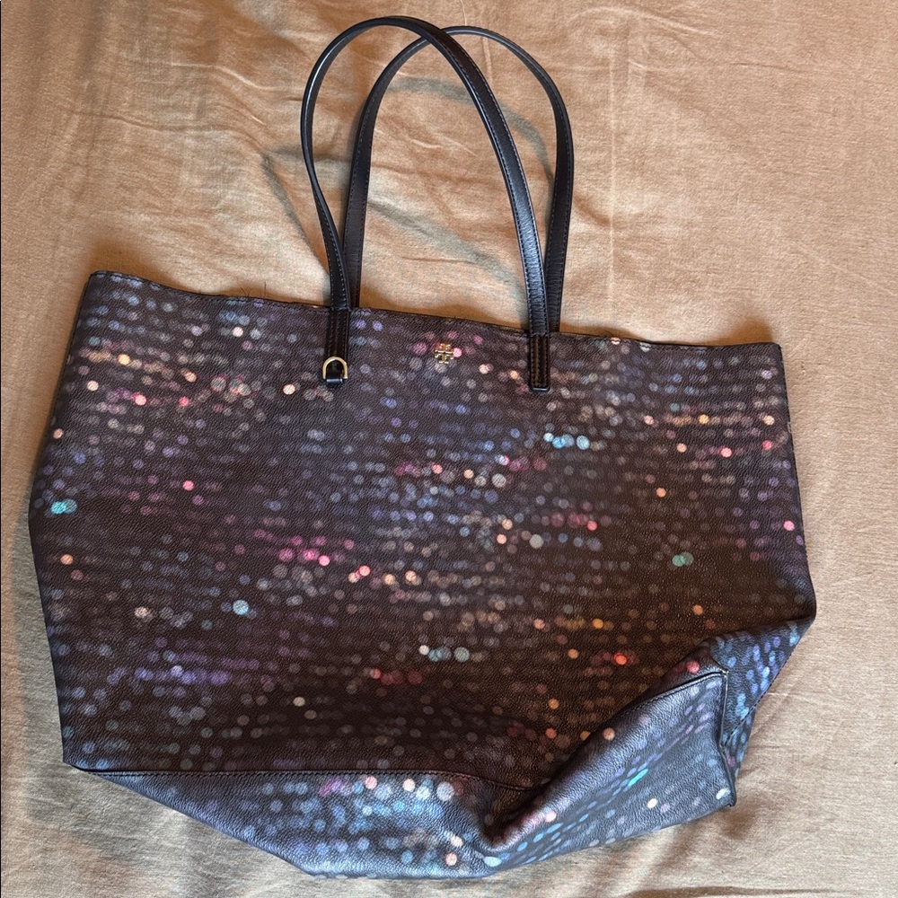 Tory Burch Black and Multicolor Sparkle Tote